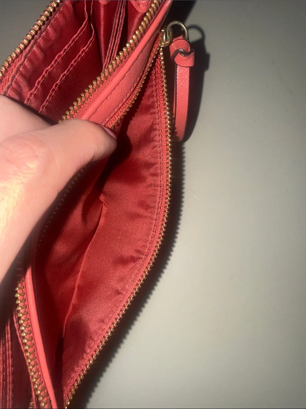 Coach Signature Canvas Wristlet in pink and Tan